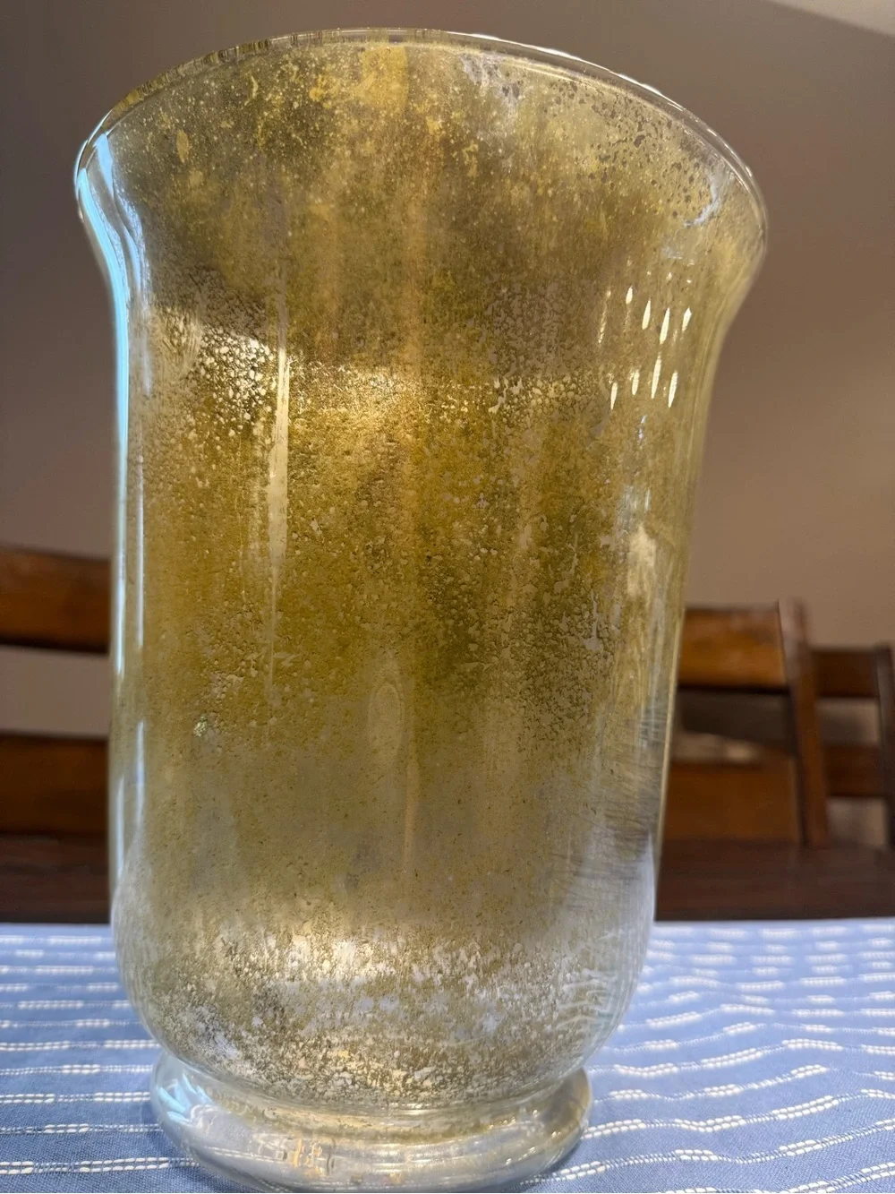 3-Gold Mercury Glass Hurricane Vase - Decorative Serveware Accent